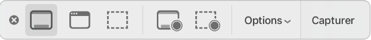 Le panneau d’outils pour l’app Capture d’écran.