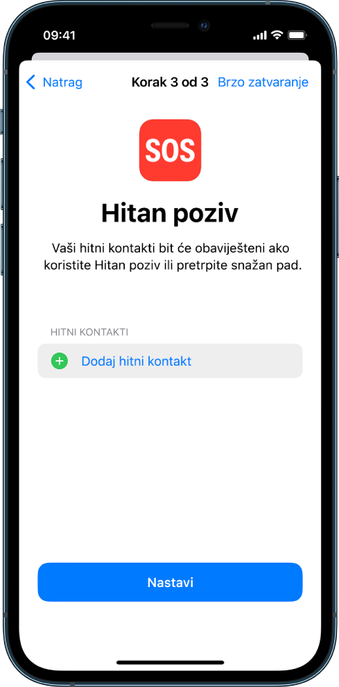 Dva iPhone zaslona prikazuju zaslon Hitnog poziva i zaslon Ažuriraj šifru uređaja.