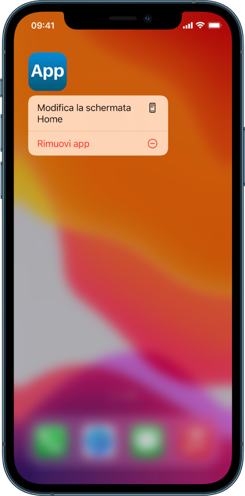 Una schermata di iPhone che mostra un’app con il pulsante “Rimuovi app”.