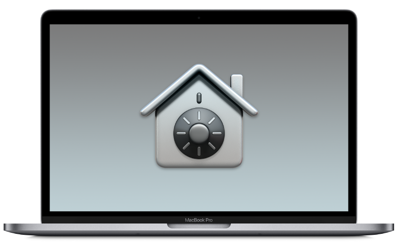 MacBook Pro 上的「檔案保險箱」圖像。