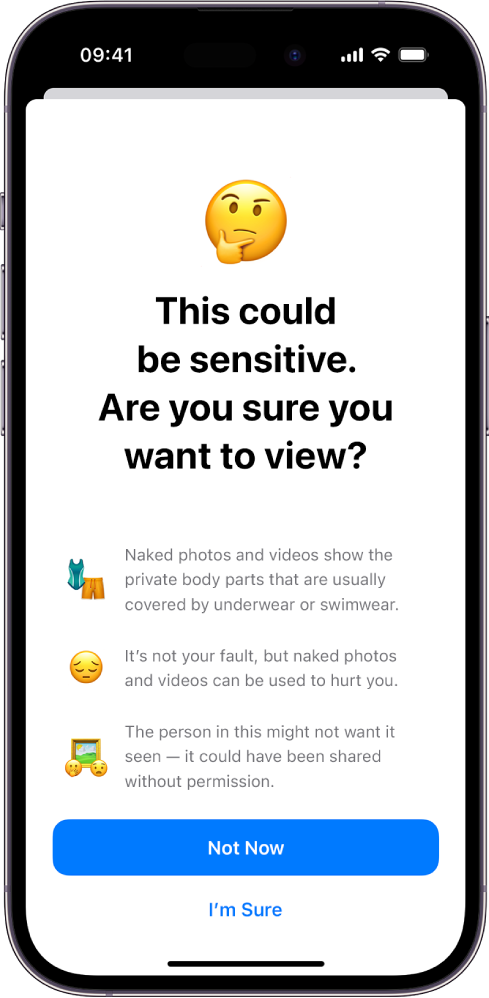 An iPhone showing the Sensitive Content Warning screen.