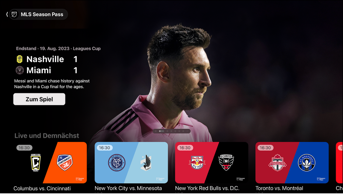 Bildschirm mit „MLS Season Pass“