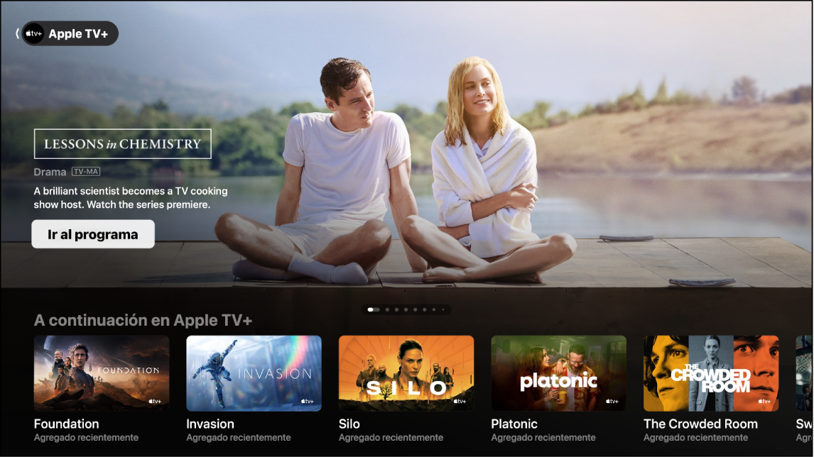 Una pantalla mostrando la app Apple TV+