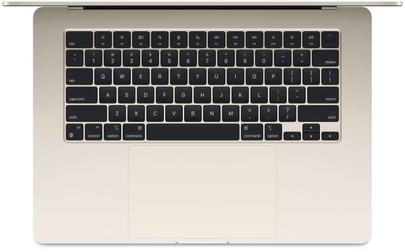 Prikaz računala MacBook Air odozgo.