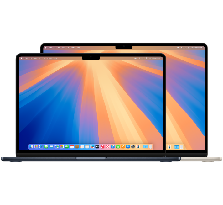 MacBook Air компьютерінің алдыңғы көрінісі.