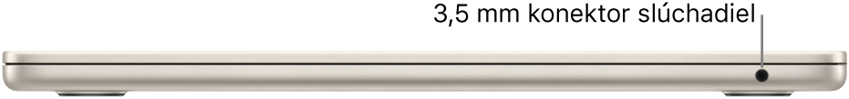 Pravá strana MacBooku Air s popisom 3,5 mm konektora slúchadiel.
