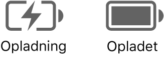 Symboler for opladningsstatus og batterispænding.