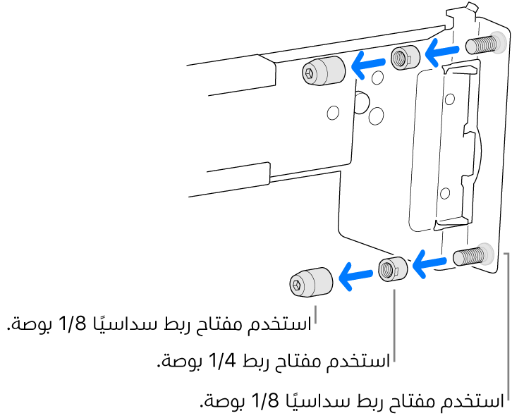 تجميعة قضبان تتلاءم في وحدة الرفوف ذات الأسنان الملولبة.