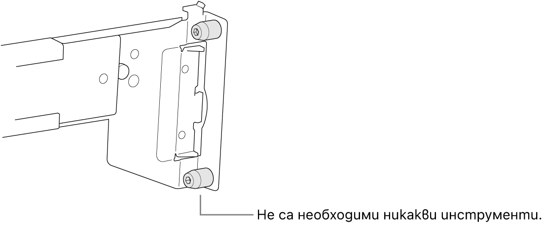 Монтажна релса, която съответства на рафт с квадратни отвори.