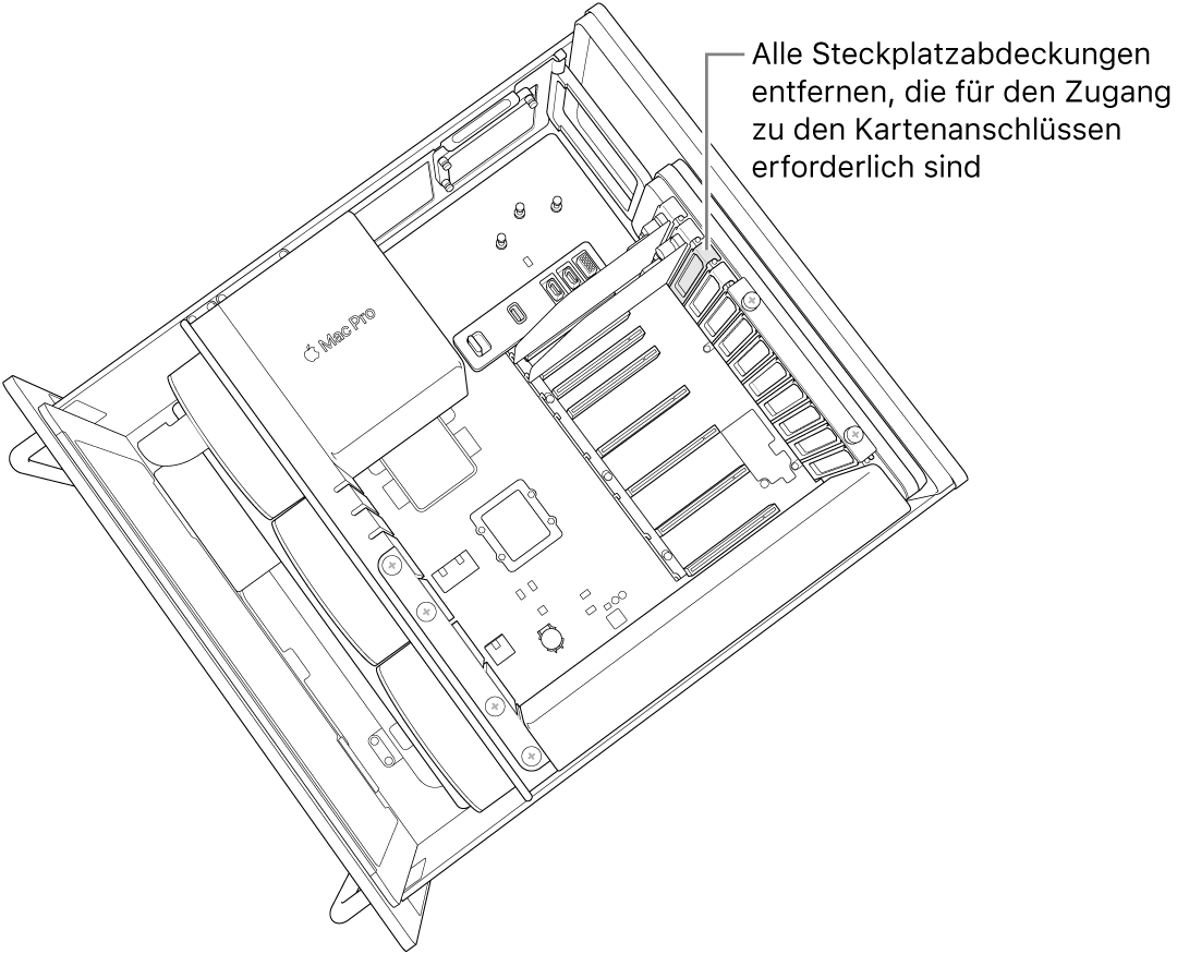 Eine Steckplatzabdeckung wird entfernt.