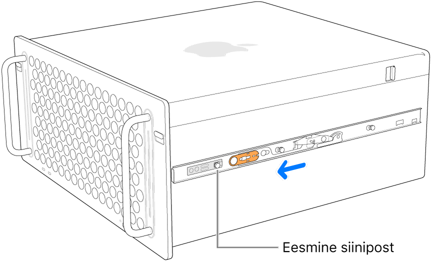 Mac Pro, kus siin liigub ettepoole ning lukustub oma kohale.