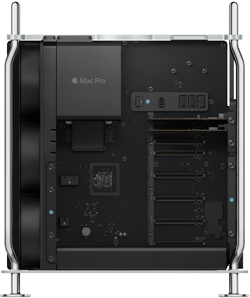 Vue interne de la tour du Mac Pro.