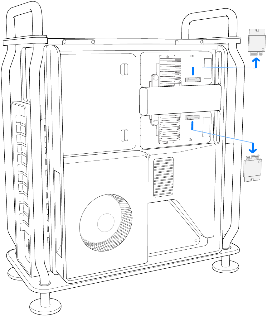 To SSD-moduler blir fjernet.