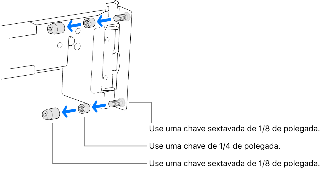 Um kit de montagem para trilhos que se encaixa em um rack com furos rosqueados.