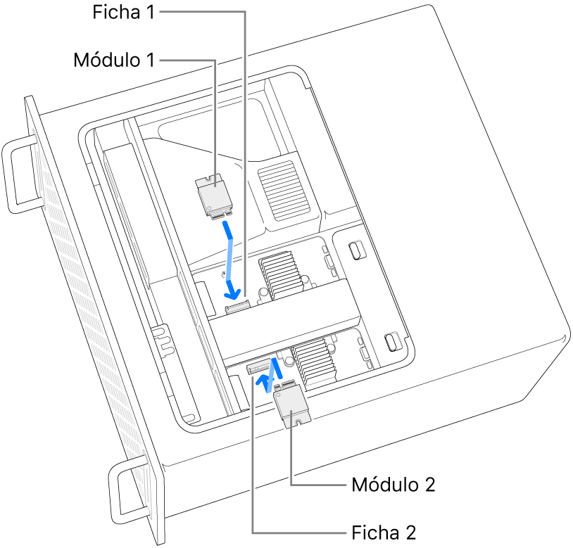 Dois módulos SSD a serem instalados.