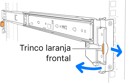 Uma calha de montagem a ilustrar o local do trinco frontal.