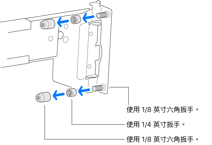 軌道組件符合螺孔機架。