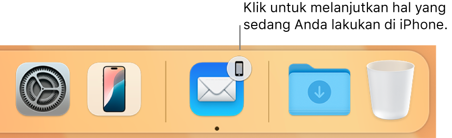 Ikon Handoff terlihat di Dock.