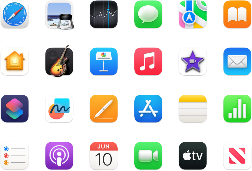 Íconos de las apps incluidas en tu Mac.