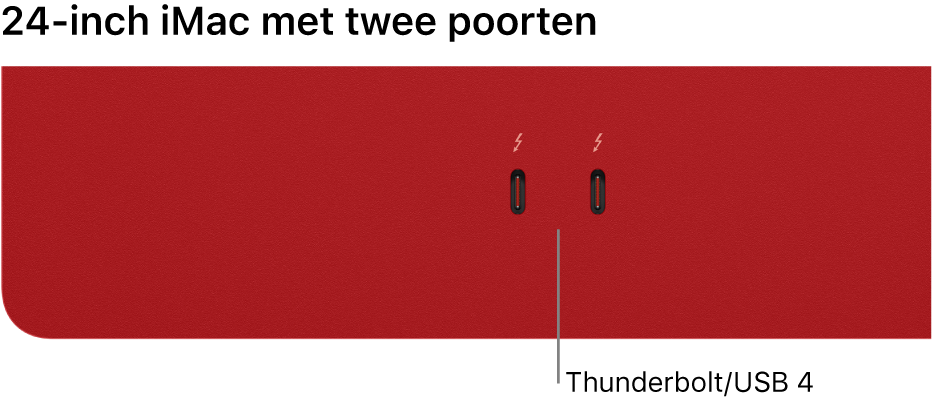 Een iMac met twee Thunderbolt-/USB 4-poorten.