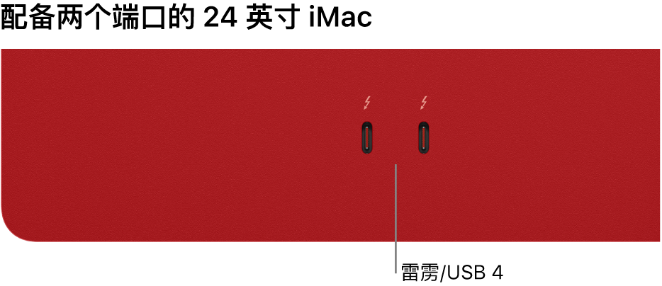 显示两个雷雳/USB 4 端口的 iMac。