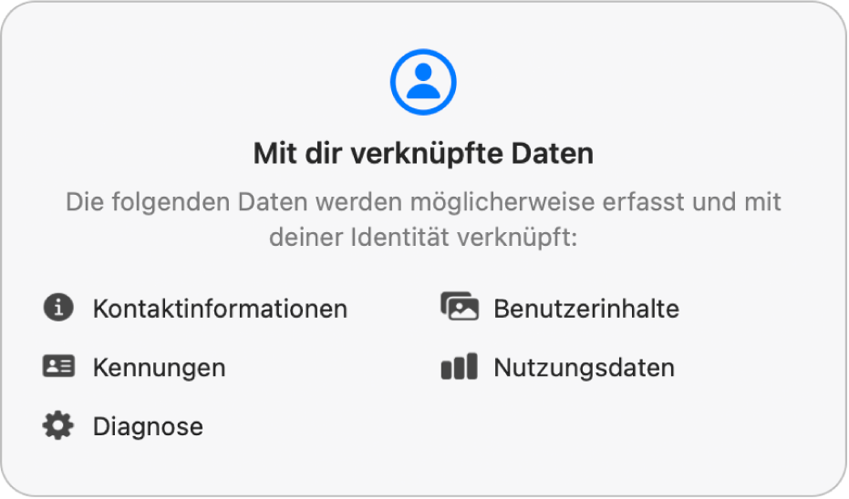 Ein Bereich der Mac App Store-Hauptseite mit der Datenschutzrichtlinie des Entwicklers einer ausgewählten App.