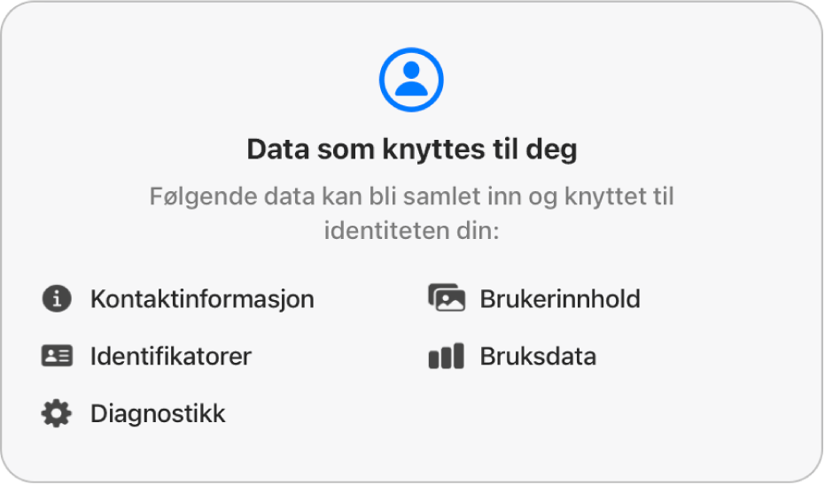 En del av hovedsiden for Mac App Store, som viser personvernpraksis for den valgte appens utvikler.