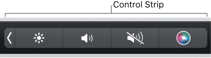 Strnjen trak Control Strip na desni strani vrstice Touch Bar.