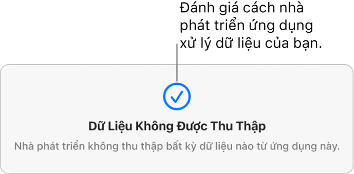 Một phần của trang Mac App Store chính, đang hiển thị chính sách quyền riêng tư của nhà phát triển của ứng dụng được chọn.