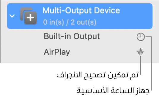 قائمة تعرض جهازي إخراج مجمعين لتكوين جهاز متعدد الإخراج.