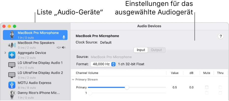 Fenster „Audiogeräte“