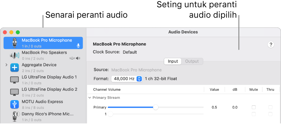 Tetingkap Peranti Audio.