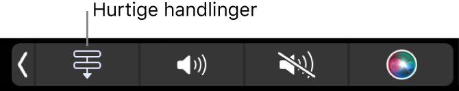 Knappen Hurtige kommandoer på Touch Bar Control Strip.