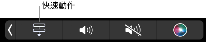 觸控欄控制區中的「快速動作」按鈕。
