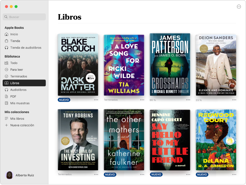 Una ventana de la app Libros con la colección Libros de la biblioteca.