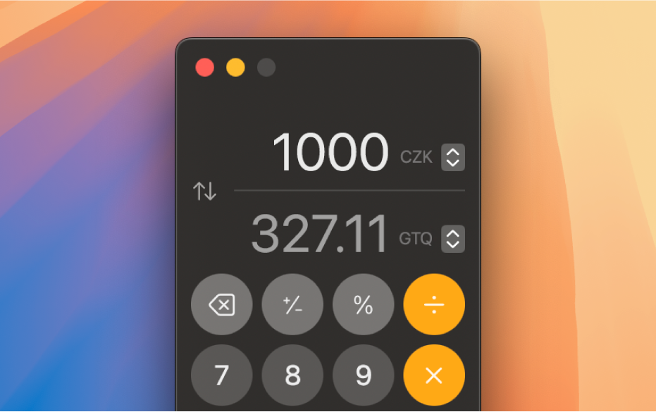 A calculator in scientific mode with conversion turned on.