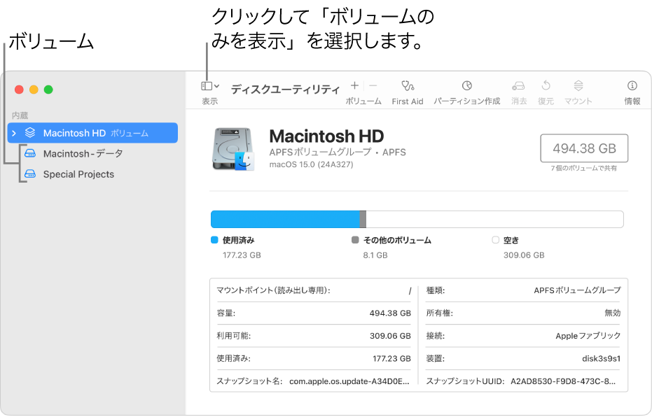 apfs 販売済み その他のボリューム