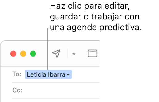 Una agenda predictiva con una flecha en la que puedes hacer clic para editar, guardar o trabajar con Agenda predictiva.