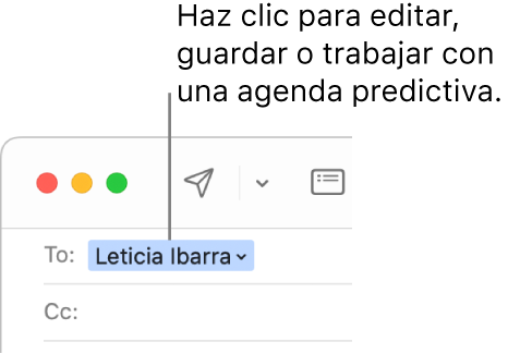 Agenda predictiva con la flecha en la que puedes hacer clic para editar, guardar o trabajar con una agenda predictiva.