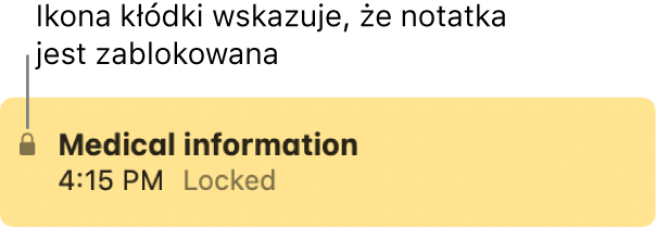 Zablokowana notatka z ikoną kłódki po lewej stronie.