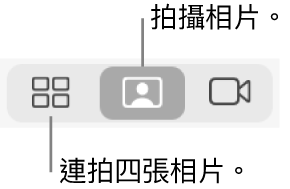 「四張圖片」按鈕（你可以在此連續拍攝四張相片）和「圖片」按鈕（拍攝單張相片）。