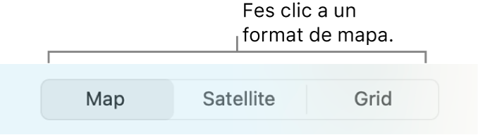 Els botons Mapa, Satèl·lit i Retícula.