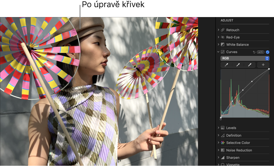 Fotografie po úpravě křivek