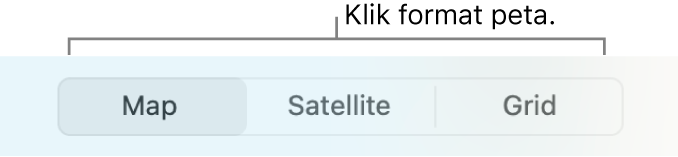 Tombol Peta, Satelit, dan Grid.