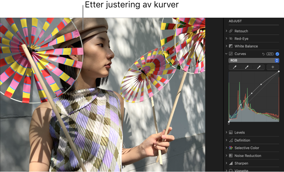 Et bilde etter Kurver-justeringer.