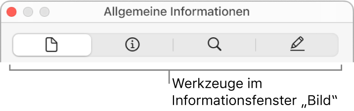 Werkzeuge im Informationsfenster „Bild“.