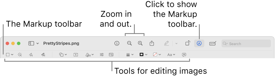 The Markup toolbar for editing images.