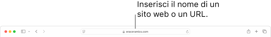 Il campo di ricerca smart di Safari, in cui puoi inserire il nome o l’URL di un sito web.