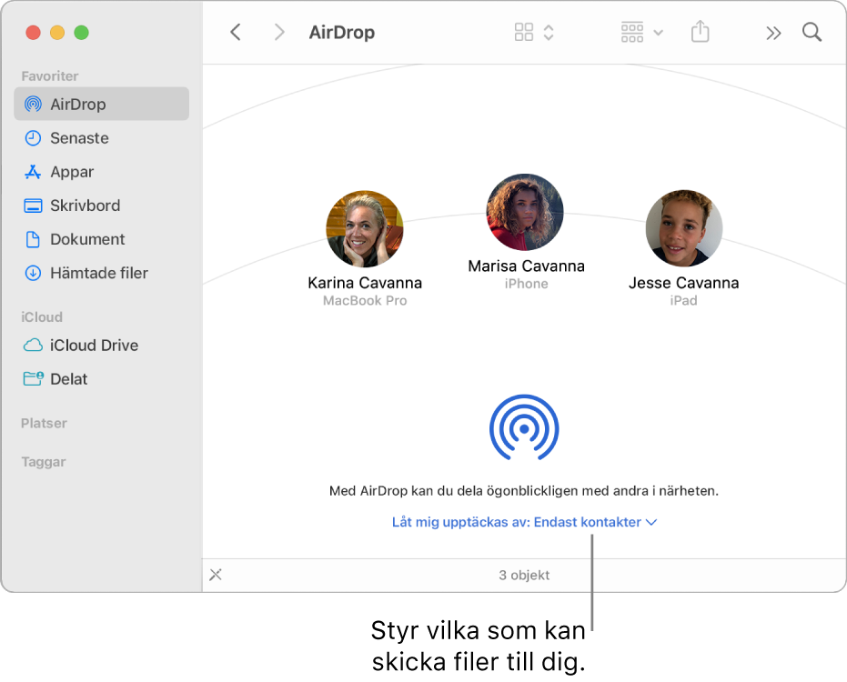 AirDrop-fönstret.