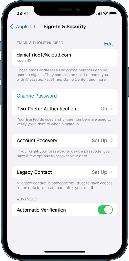 An iPhone screen showing two-factor authentication turned off.